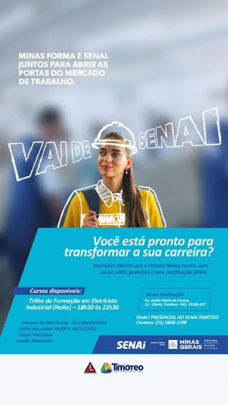 Jovens de Timóteo têm nova oportunidade de qualificação profissional com curso gratuito oferecido pelo Programa Minas Forma